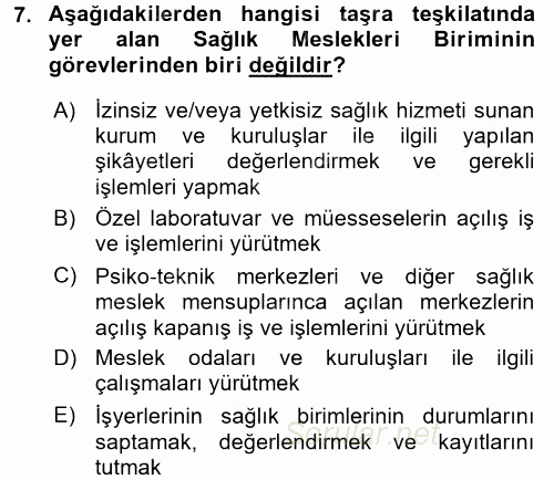 Sağlık Kurumları Yönetimi 1 2017 - 2018 Ara Sınavı 7.Soru