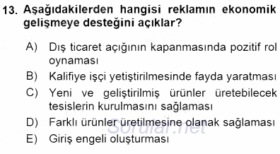 Sanayi Ekonomisi 2015 - 2016 Dönem Sonu Sınavı 13.Soru