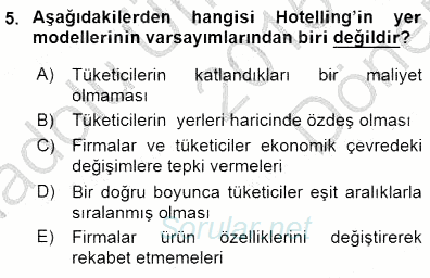 Sanayi Ekonomisi 2015 - 2016 Dönem Sonu Sınavı 5.Soru