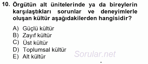 Spor Yönetimi 2014 - 2015 Dönem Sonu Sınavı 10.Soru