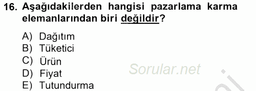 Spor Yönetimi 2014 - 2015 Dönem Sonu Sınavı 16.Soru