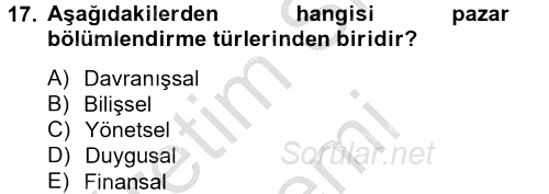 Spor Yönetimi 2014 - 2015 Dönem Sonu Sınavı 17.Soru