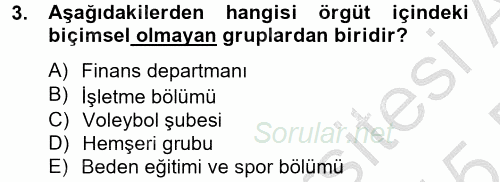 Spor Yönetimi 2014 - 2015 Dönem Sonu Sınavı 3.Soru