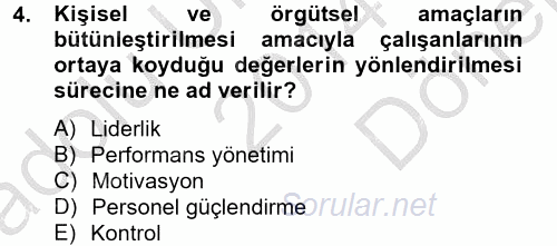 Spor Yönetimi 2014 - 2015 Dönem Sonu Sınavı 4.Soru