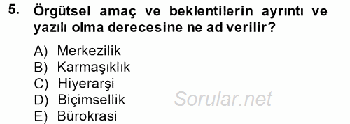 Spor Yönetimi 2014 - 2015 Dönem Sonu Sınavı 5.Soru