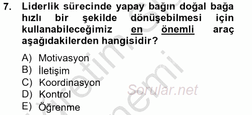 Spor Yönetimi 2014 - 2015 Dönem Sonu Sınavı 7.Soru