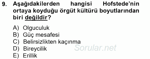 Spor Yönetimi 2014 - 2015 Dönem Sonu Sınavı 9.Soru