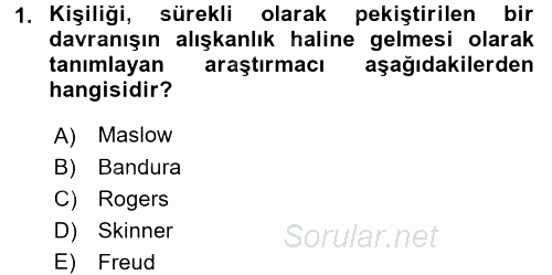 Eğitim Psikolojisi 2017 - 2018 Dönem Sonu Sınavı 1.Soru
