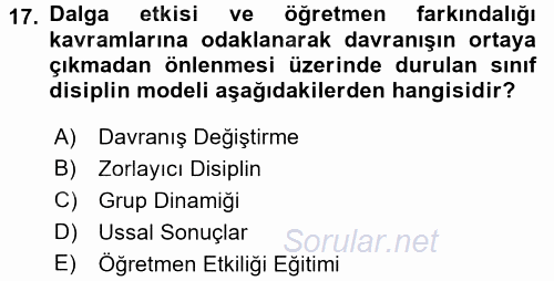 Eğitim Psikolojisi 2017 - 2018 Dönem Sonu Sınavı 17.Soru