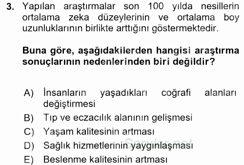 Eğitim Psikolojisi 2017 - 2018 Dönem Sonu Sınavı 3.Soru