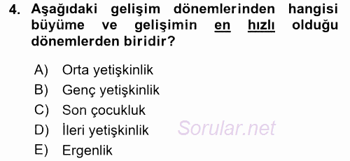 Eğitim Psikolojisi 2017 - 2018 Dönem Sonu Sınavı 4.Soru