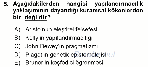 Eğitim Psikolojisi 2017 - 2018 Dönem Sonu Sınavı 5.Soru