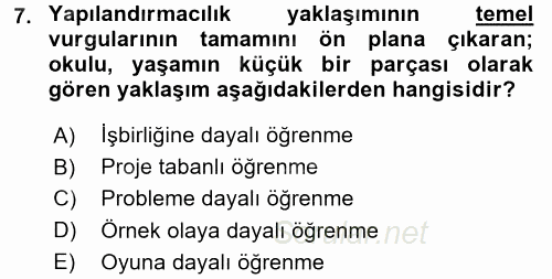 Eğitim Psikolojisi 2017 - 2018 Dönem Sonu Sınavı 7.Soru