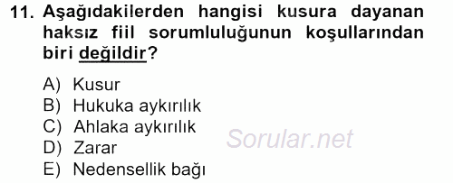 Borçlar Hukuku 2012 - 2013 Ara Sınavı 11.Soru