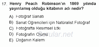 Fotoğraf Tarihi 2012 - 2013 Ara Sınavı 17.Soru