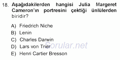 Fotoğraf Tarihi 2012 - 2013 Ara Sınavı 18.Soru