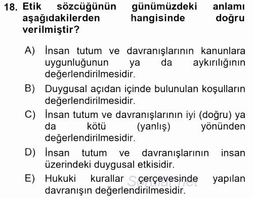 Sağlık Kurumlarında Bilgi Sistemleri 2017 - 2018 Dönem Sonu Sınavı 18.Soru