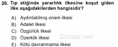 Sağlık Kurumlarında Bilgi Sistemleri 2017 - 2018 Dönem Sonu Sınavı 20.Soru