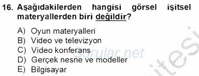 İng. Öğretmenliğinde Öğretim Teknolojileri Ve Materyal Tasarımı 2 2012 - 2013 Dönem Sonu Sınavı 16.Soru