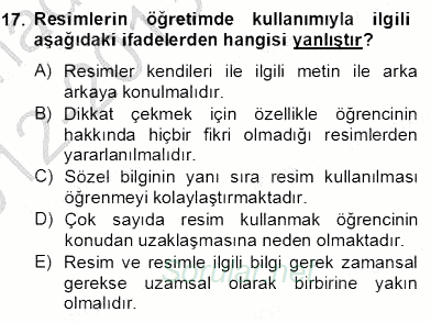 İng. Öğretmenliğinde Öğretim Teknolojileri Ve Materyal Tasarımı 2 2012 - 2013 Dönem Sonu Sınavı 17.Soru
