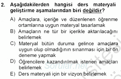 İng. Öğretmenliğinde Öğretim Teknolojileri Ve Materyal Tasarımı 2 2012 - 2013 Dönem Sonu Sınavı 2.Soru