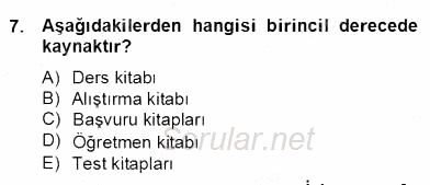 İng. Öğretmenliğinde Öğretim Teknolojileri Ve Materyal Tasarımı 2 2012 - 2013 Dönem Sonu Sınavı 7.Soru