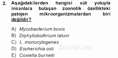 Gıda Güvenliğinin Temel Prensipleri 2013 - 2014 Ara Sınavı 2.Soru