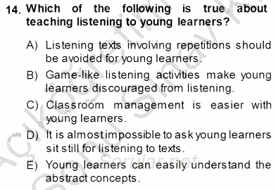 Okuma Ve Dinleme Öğretimi 2013 - 2014 Dönem Sonu Sınavı 14.Soru