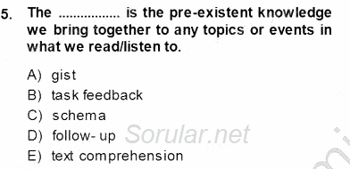 Okuma Ve Dinleme Öğretimi 2013 - 2014 Dönem Sonu Sınavı 5.Soru