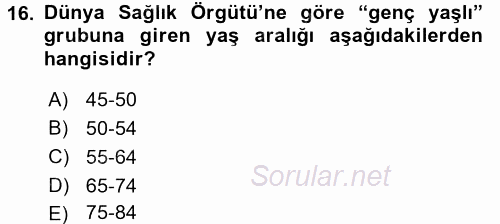 Temel Sağlık Ve Hastalık Bilgisi 2015 - 2016 Ara Sınavı 16.Soru