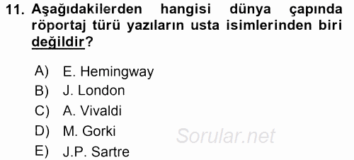 Haber Yazma Teknikleri 2016 - 2017 3 Ders Sınavı 11.Soru