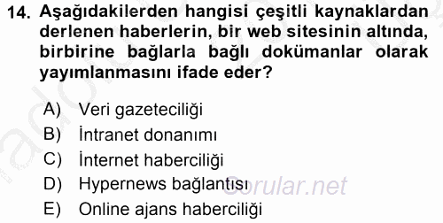 Haber Yazma Teknikleri 2016 - 2017 3 Ders Sınavı 14.Soru