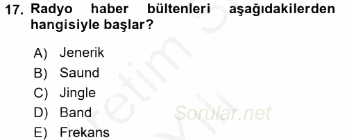 Haber Yazma Teknikleri 2016 - 2017 3 Ders Sınavı 17.Soru