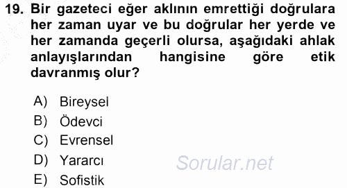 Haber Yazma Teknikleri 2016 - 2017 3 Ders Sınavı 19.Soru