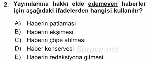 Haber Yazma Teknikleri 2016 - 2017 3 Ders Sınavı 2.Soru