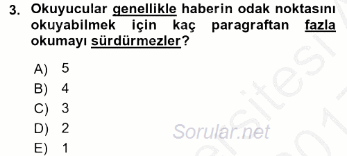 Haber Yazma Teknikleri 2016 - 2017 3 Ders Sınavı 3.Soru