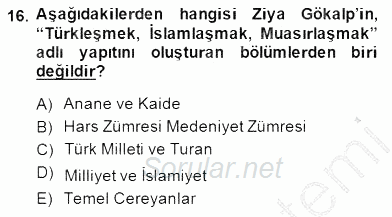 Türkiye´de Felsefenin Gelişimi 1 2014 - 2015 Ara Sınavı 16.Soru