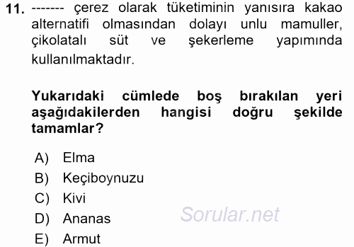 Gıda Coğrafyası 2017 - 2018 Dönem Sonu Sınavı 11.Soru