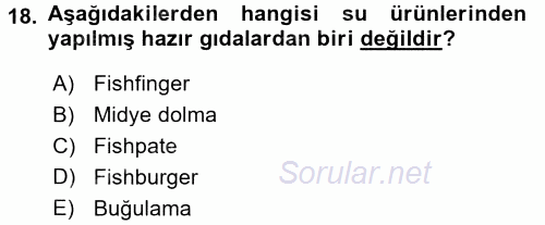 Gıda Coğrafyası 2017 - 2018 Dönem Sonu Sınavı 18.Soru