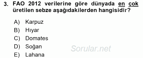 Gıda Coğrafyası 2017 - 2018 Dönem Sonu Sınavı 3.Soru