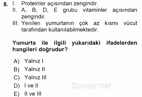 Gıda Coğrafyası 2017 - 2018 Dönem Sonu Sınavı 8.Soru