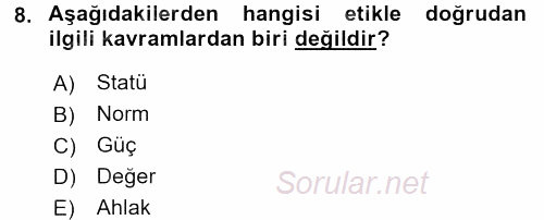 İşletmelerde Sosyal Sorumluluk Ve Etik 2016 - 2017 Dönem Sonu Sınavı 8.Soru