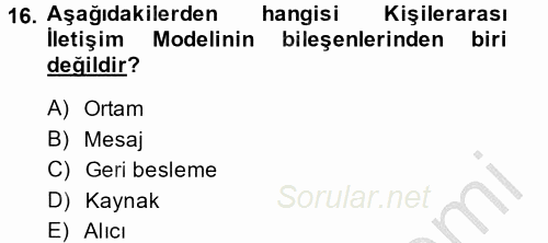 Bütünleşik Pazarlama İletişimi 2014 - 2015 Dönem Sonu Sınavı 16.Soru