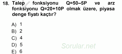 Matematiksel İktisat 2012 - 2013 Ara Sınavı 18.Soru