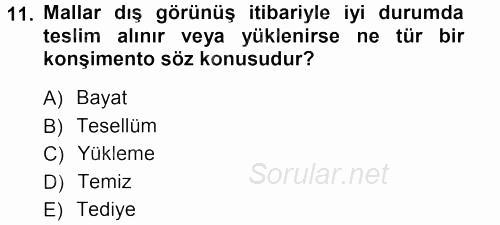 Ulaştırma Sistemleri 2013 - 2014 Tek Ders Sınavı 11.Soru