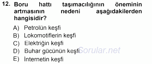 Ulaştırma Sistemleri 2013 - 2014 Tek Ders Sınavı 12.Soru