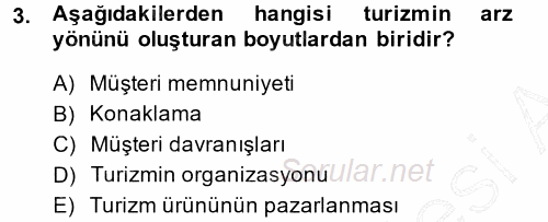 Turizm Sosyolojisi 2014 - 2015 Ara Sınavı 3.Soru