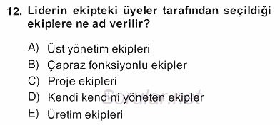 Yönetim ve Organizasyon 2 2013 - 2014 Ara Sınavı 12.Soru