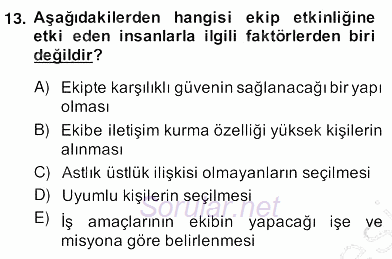 Yönetim ve Organizasyon 2 2013 - 2014 Ara Sınavı 13.Soru
