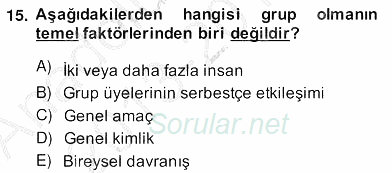 Yönetim ve Organizasyon 2 2013 - 2014 Ara Sınavı 15.Soru